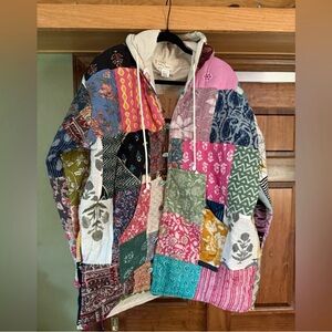 NWT Ashley Taylor patchwork hoodie boho colorful one size